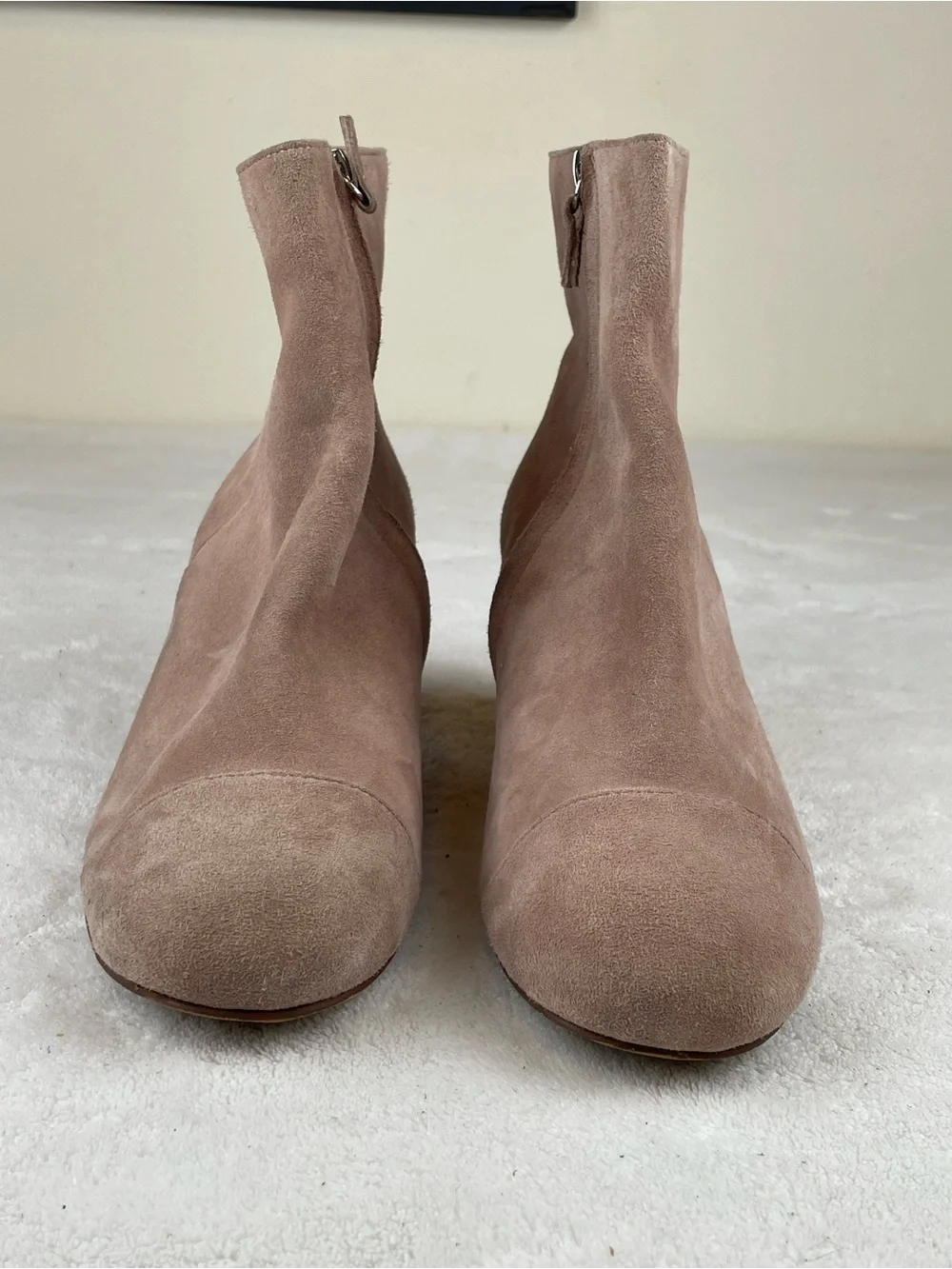 Halogen Mauve Taupe Suede Block Heel Ankle Boots